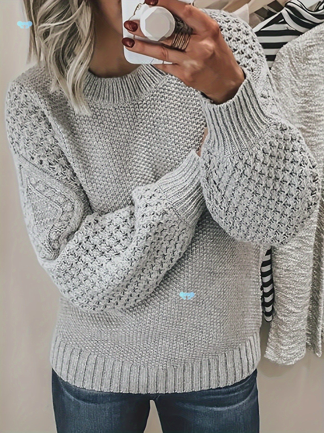 Warm Sweater Versatile Solid Color Outerwear Knitted Pullover For Women