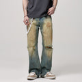 Men's Retro Washed Make Old Ripped Slightly Flared Jeans