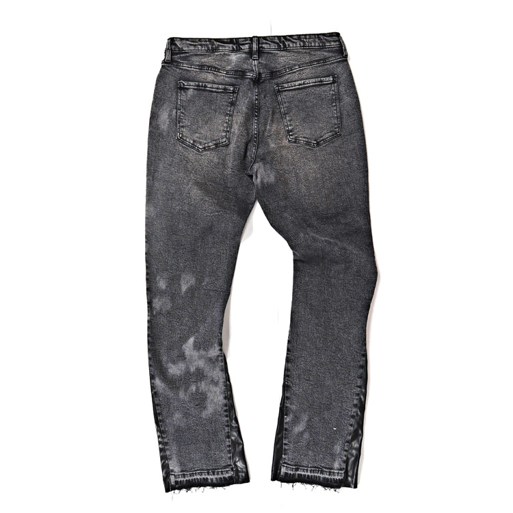 American Street Hiphop Leather Patchwork Popular Youth Vintage Jeans