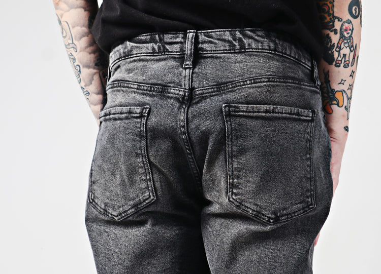 American Street Hiphop Leather Patchwork Popular Youth Vintage Jeans