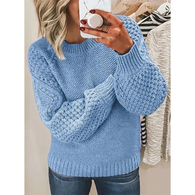 Warm Sweater Versatile Solid Color Outerwear Knitted Pullover For Women