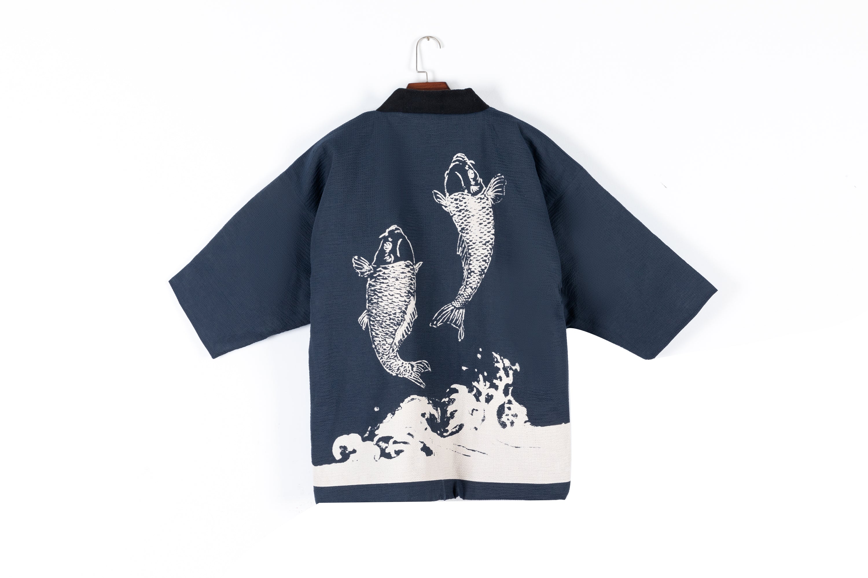Japanese Traditional Koi Print Kimono Cardigan Thick Cotton Jacket Coat Outerwear Yukata Home Clothes Men Loose Pajamas